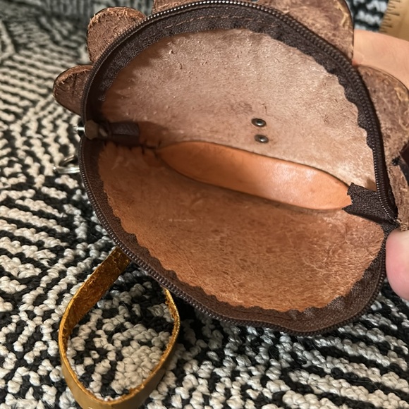 Handcrafted Leather Peacock Coin Purse Wristlet - Picture 2 of 7